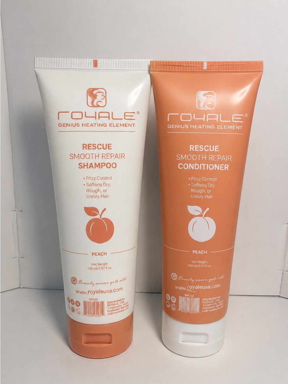 Royale Rescue Smooth Repair Shampoo & Conditioner Set Peach 5.07oz New Sealed